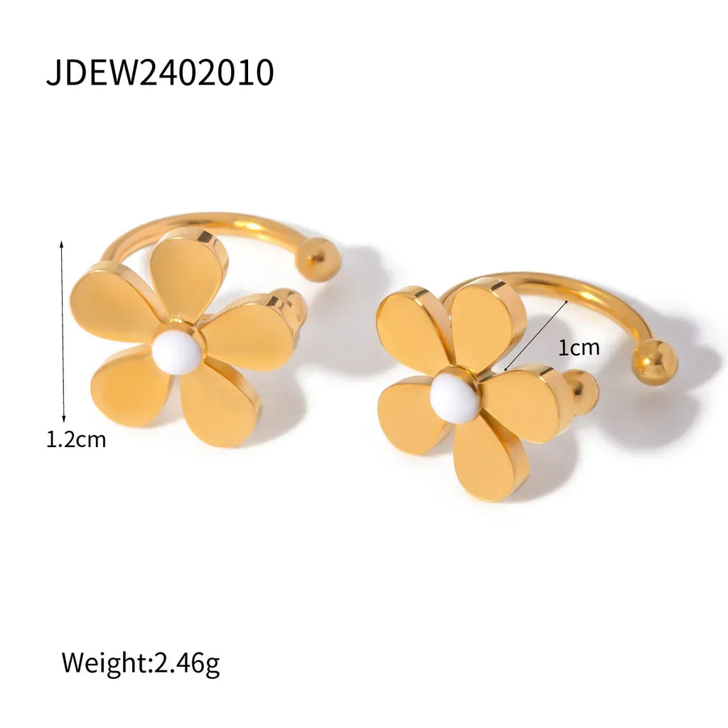 summer-18k-gold-stainless-steel-flower-earrings - Viexta