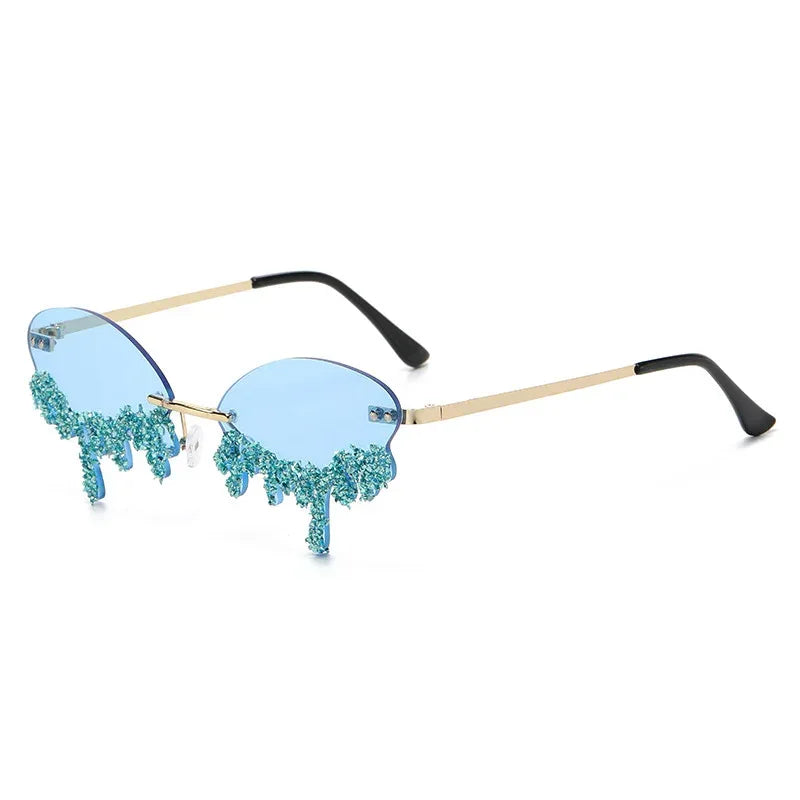 Cross-border Tears Diamond Studded Sunglasses - Viexta