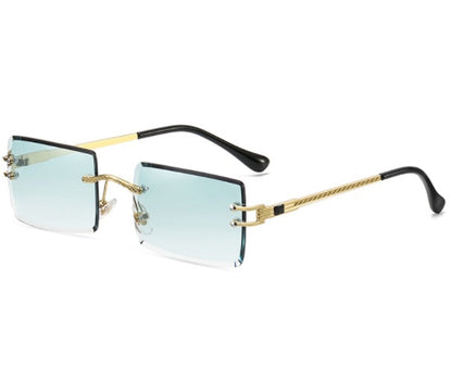 Crystal Faceted Small Square Sunglasses