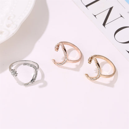 Moon And Star Rhinestone Rings