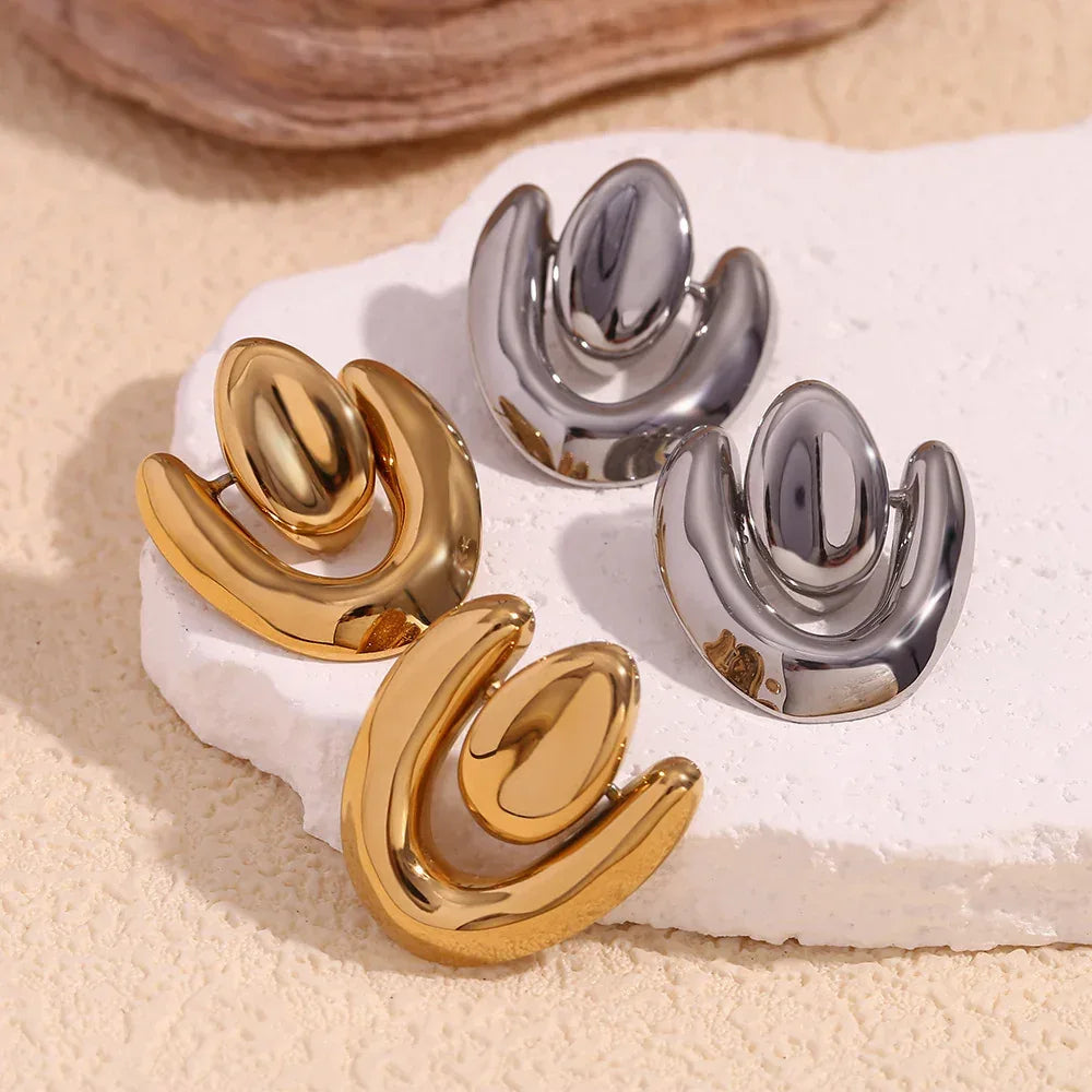 stainless-steel-18k-gold-plating-irregular-heart-stud-earrings - Viexta