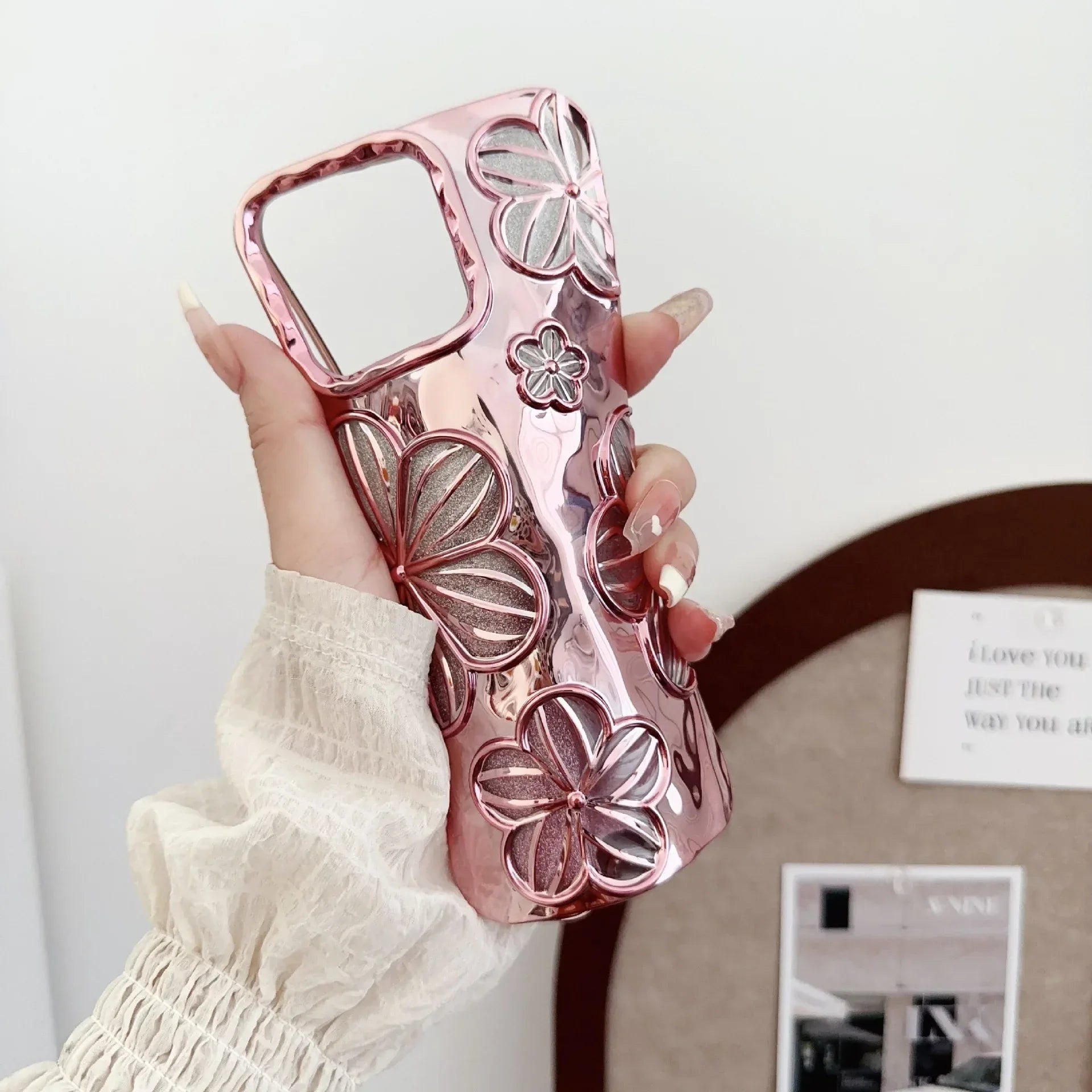 Electroplating Pleated Flower iPhone Case - Viexta