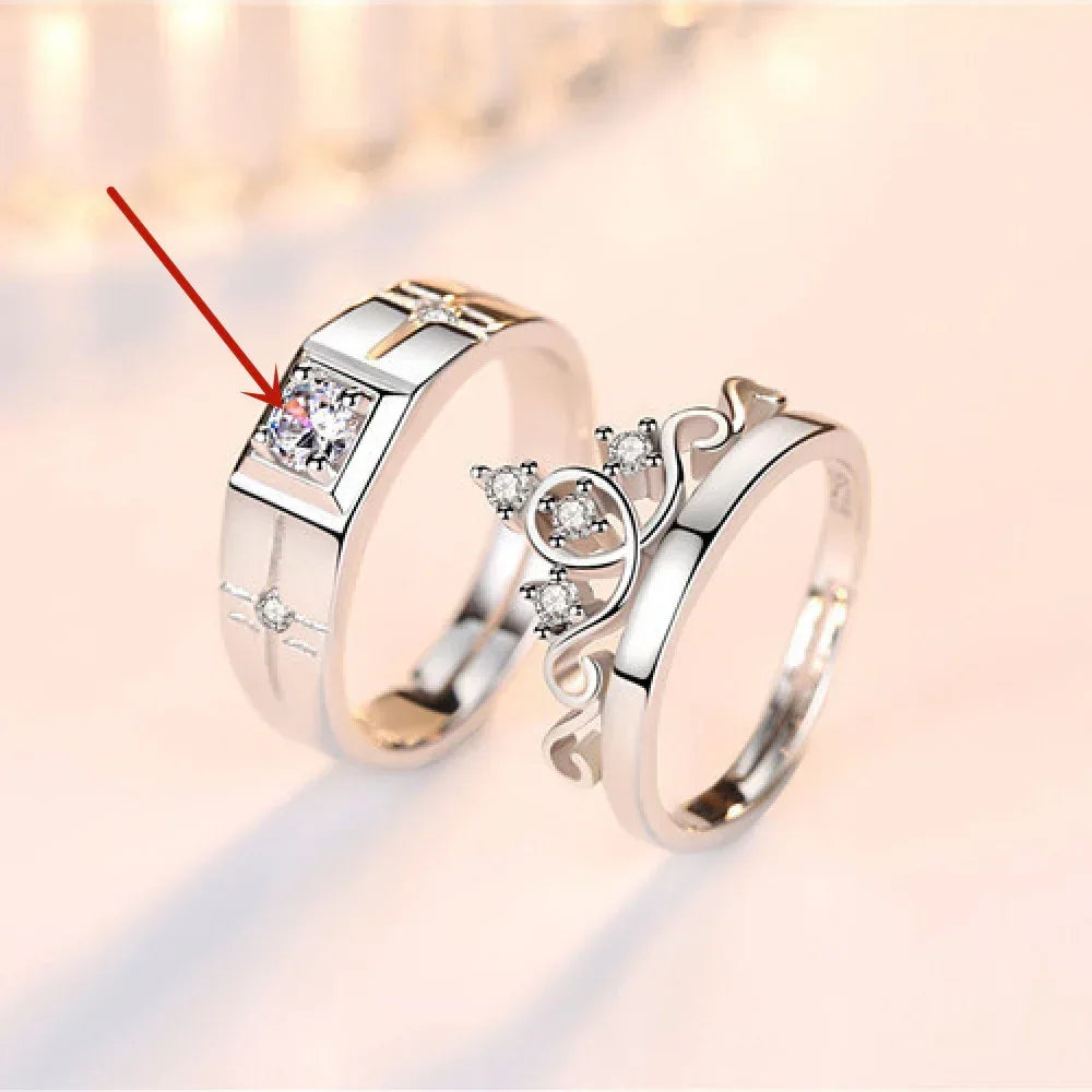 Crown Men's And Women's Diamond Couple Ring - Viexta