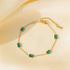 Women's Retro Green Zircon Necklace Bracelet - Viexta