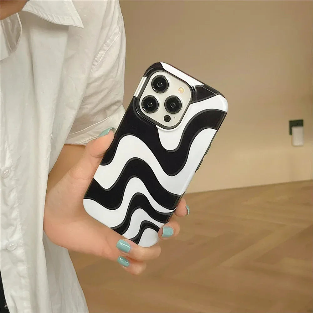 Black And White Irregular Stripes iPhone Case - Viexta