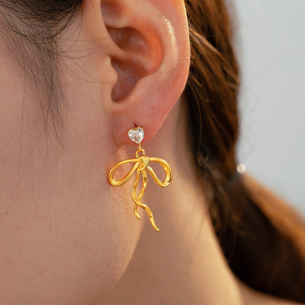 Ribbon Bow Tassel Earrings