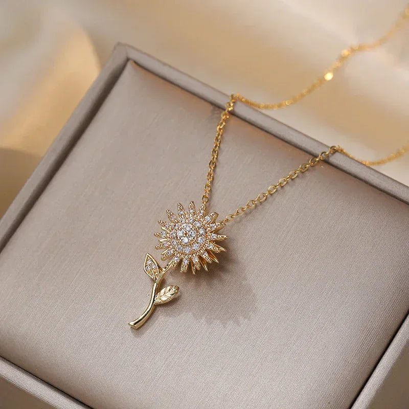 Rotating Sunflower Necklace - Viexta