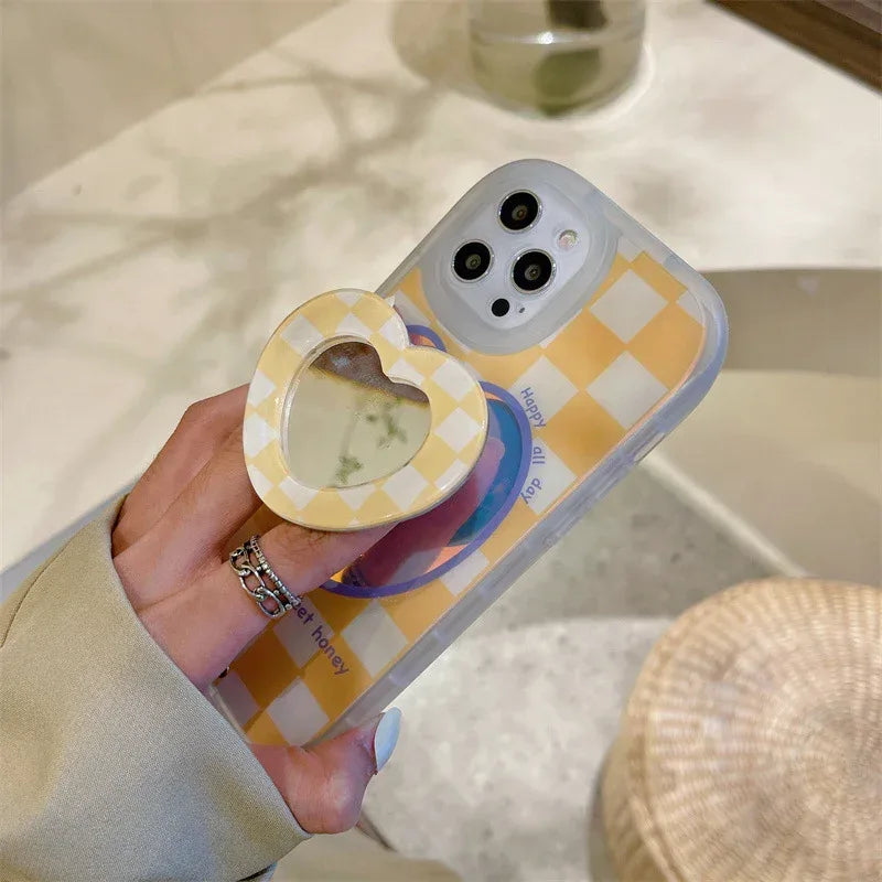 Laser Lattice Love Makeup Mirror iPhone Case - Viexta