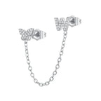 Women's Zircon Butterfly Alphabet One Piece Stud Earrings - Viexta