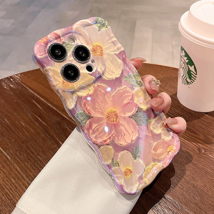 Oil Painting Flower Lanyard iPhone Case