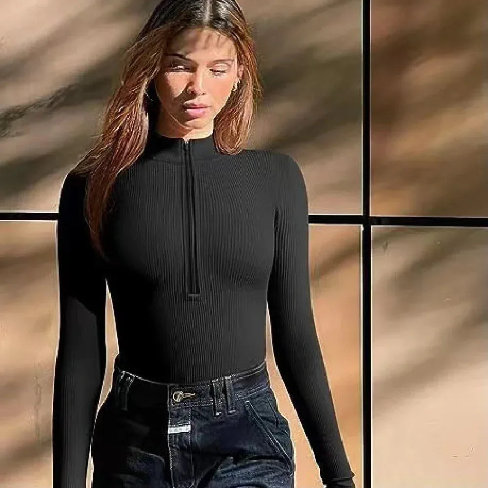 Fashion Long Sleeve Zipper Jumpsuit - Viexta