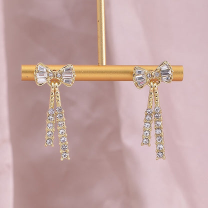 Bow Shaped Diamond Crystal Earrings