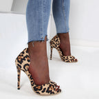 Women Summer Leopard Print Stiletto Heels