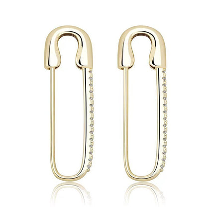 Safety-pin Zircon Earrings