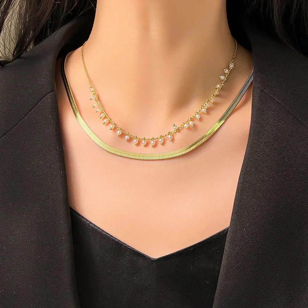 Cuban Thick Double-Layered Clavicle Chain - Viexta