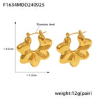 Fashionable Pleated Wave Chrysanthemum Hollow Earrings - Viexta