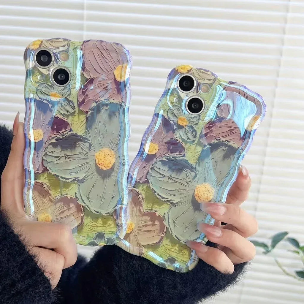 Retro Oil Painting Blu-ray Flowers Case For Iphone - Viexta