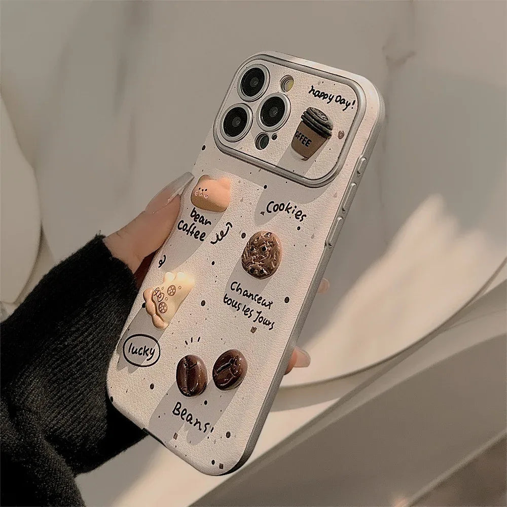 Ink-splashed 3D Coffee Bear iPhone Case
