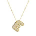 brass-zircon-bubble-letter-pendant-necklace - Viexta