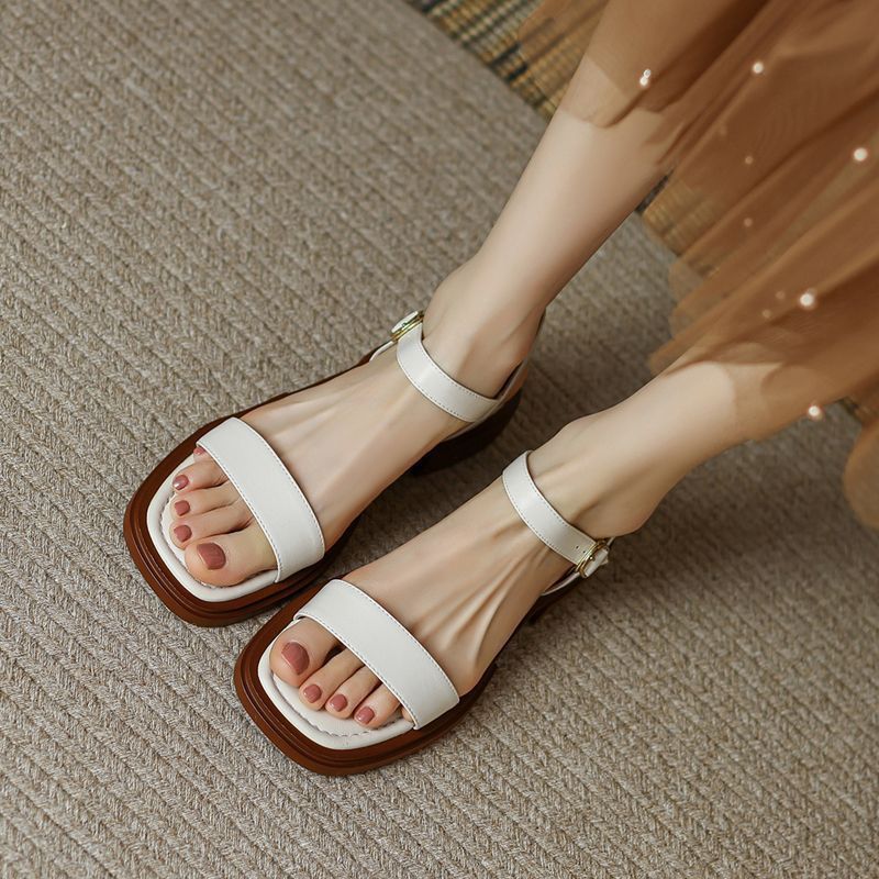 Summer Flat Soft Sole Leather French Sandals