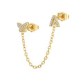 Women's Zircon Butterfly Alphabet One Piece Stud Earrings - Viexta