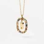 Colored Rhinestone Alphabet Necklace - Viexta