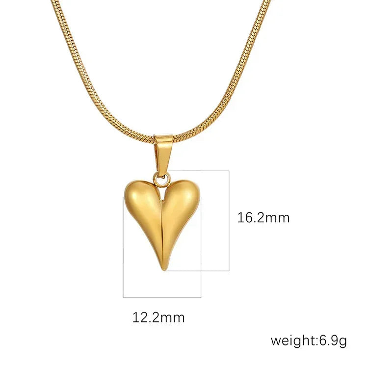 Heart-shaped Stainless Steel Studs and Necklace - Viexta