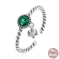 Sterling Silver S925 Malachite Open Ring - Viexta
