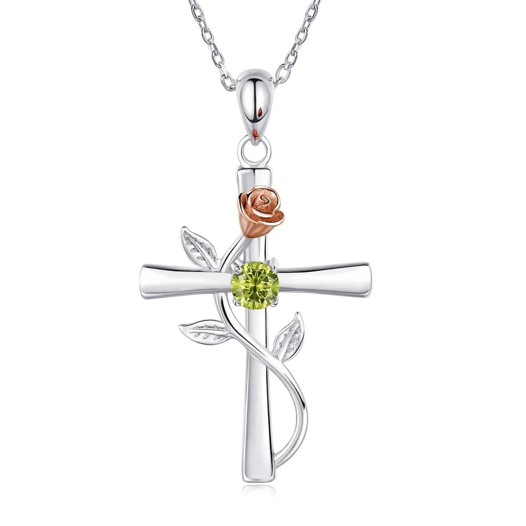 rose-cross-necklace-with-rhinestone - Viexta
