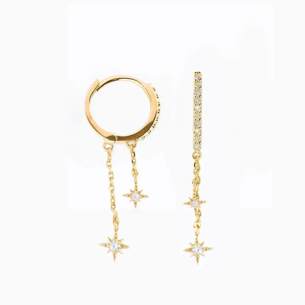 18k Zirconium Plated Chain Earrings - Viexta