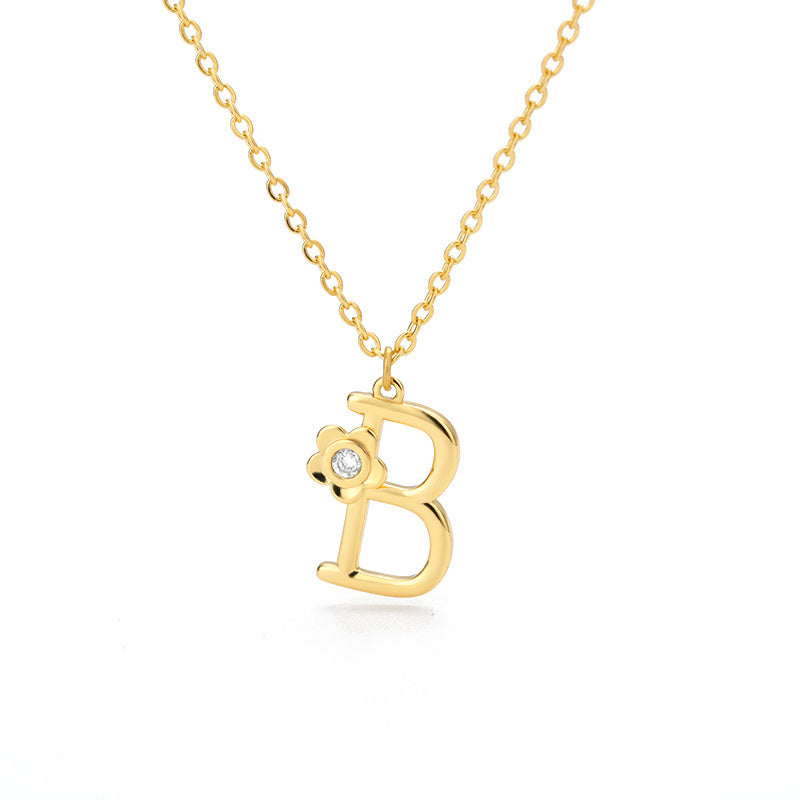 Rose English Alphabet Pendant Necklace