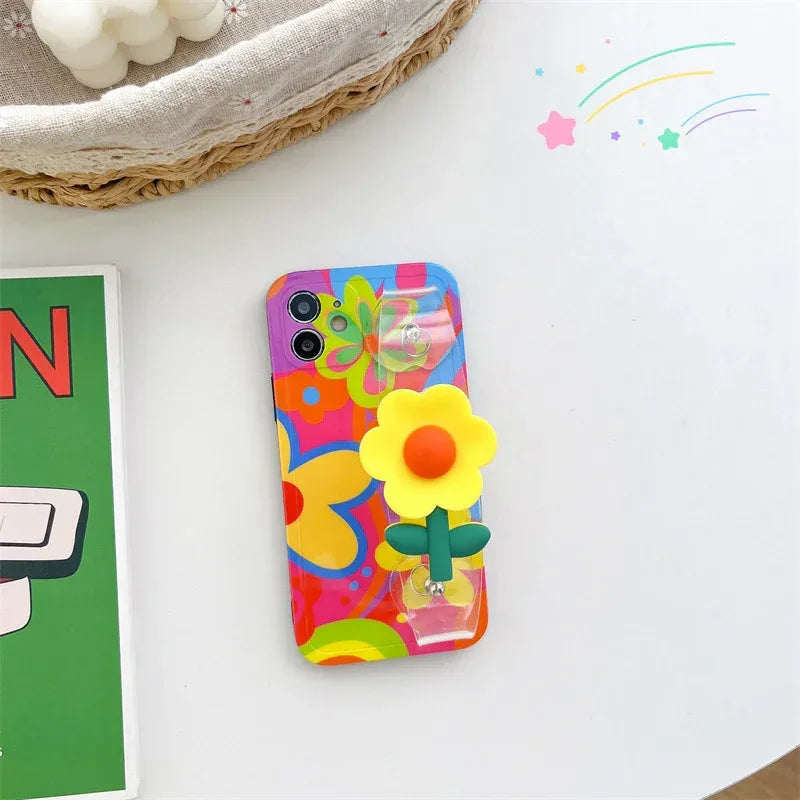 Little Yellow Flower Wrist Strap iPhone Case - Viexta