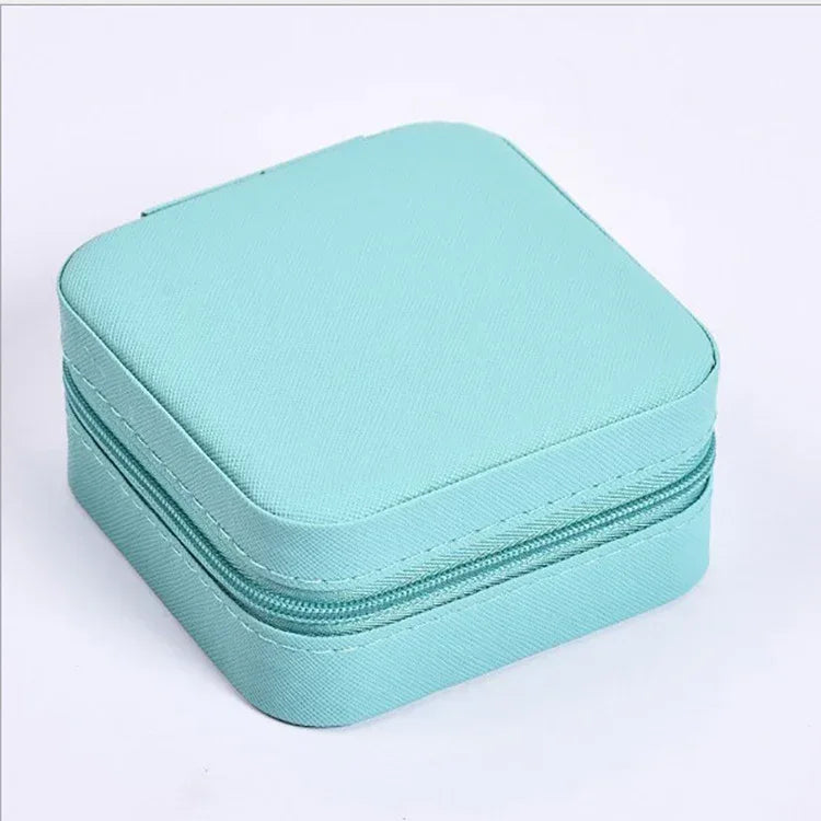 Portable Pu Leather Zipper Jewelry Storage Box - Viexta