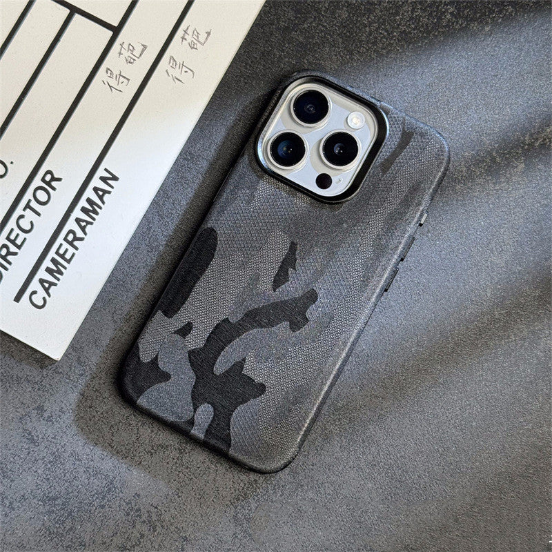 Camouflage Leather Magnetic iPhone Case