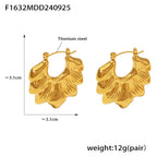 Fashionable Pleated Wave Chrysanthemum Hollow Earrings - Viexta