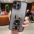 Plating Gradient Three-dimensional Rabbit iPhone Case - Viexta