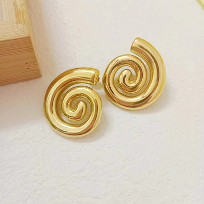 18K Gold Stainless Steel Rotating Thread Earrings