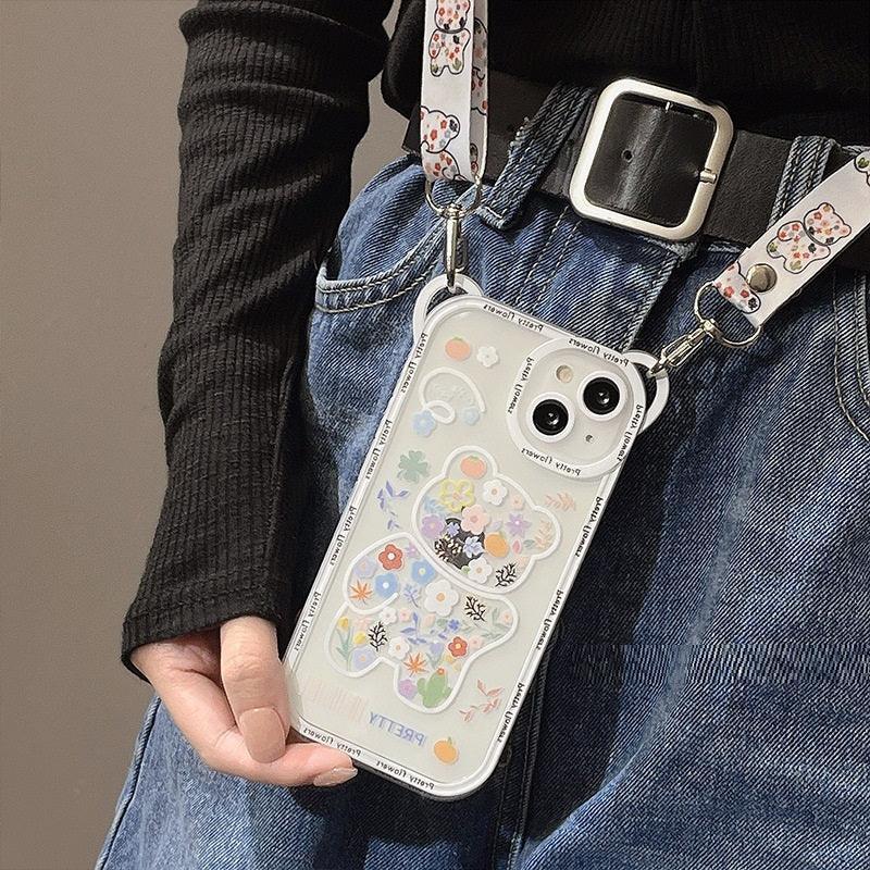 Sitting Bear Mobile iPhone Soft Case With Lanyard - Viexta
