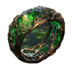 Inlaid Ring Featuring A Malachite Branch And Vine Design - Viexta