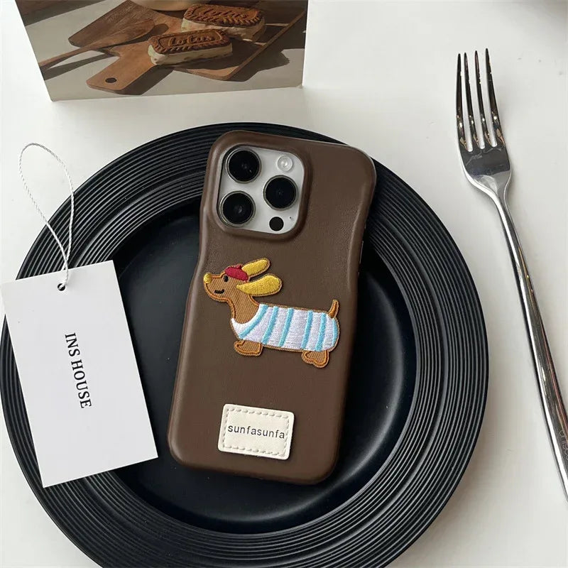 Leather Sausage Dog iPhone Case - Viexta