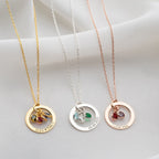 Personalized Engraved Birthstone Circle Necklace