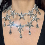 Banquet Double-layer Five-pointed Star Necklace Earrings