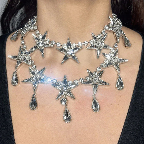 Banquet Double-layer Five-pointed Star Necklace Earrings - Viexta