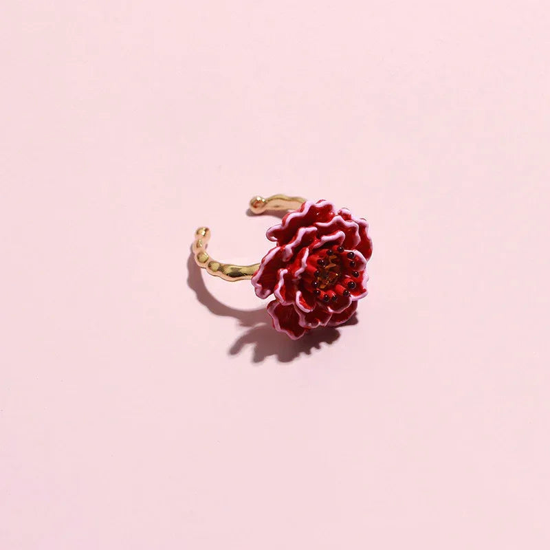 Grape Manor Peach Blossom Enamel Ring - Viexta