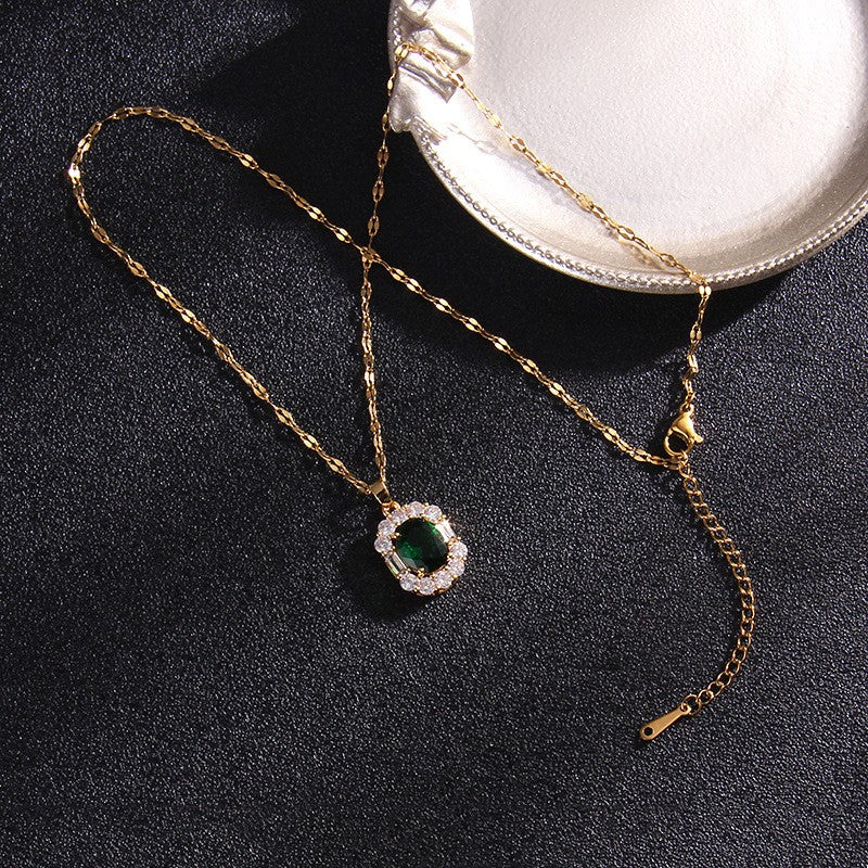 Titanium Steel Emerald Necklace