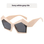 Cat's Eye Polygon Large Rim Sunglasses - Viexta