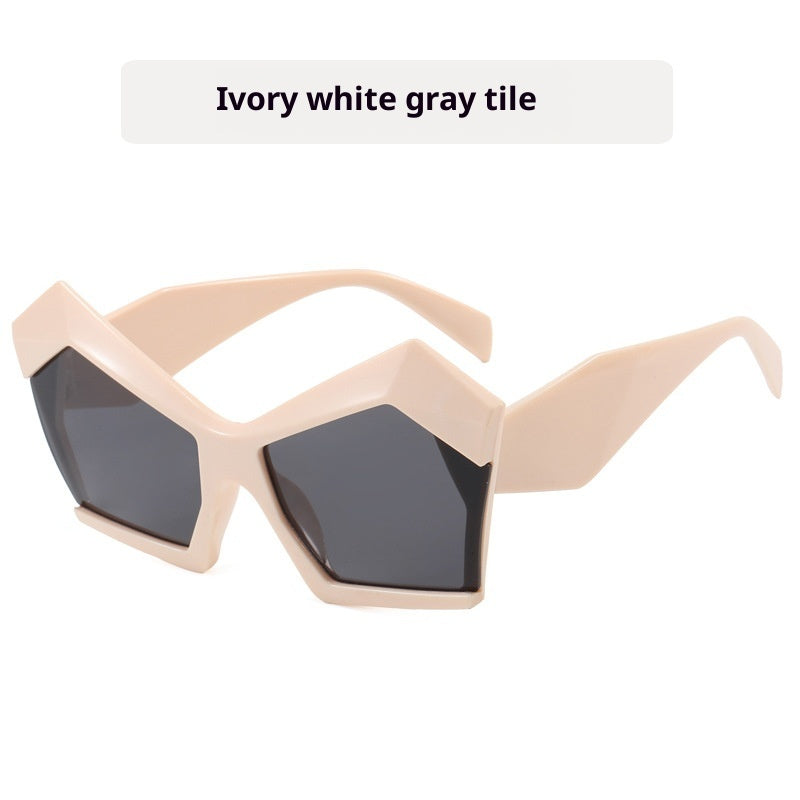 Cat's Eye Polygon Large Rim Sunglasses