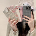 Retro Woven-pattern Leather iPhone Case - Viexta