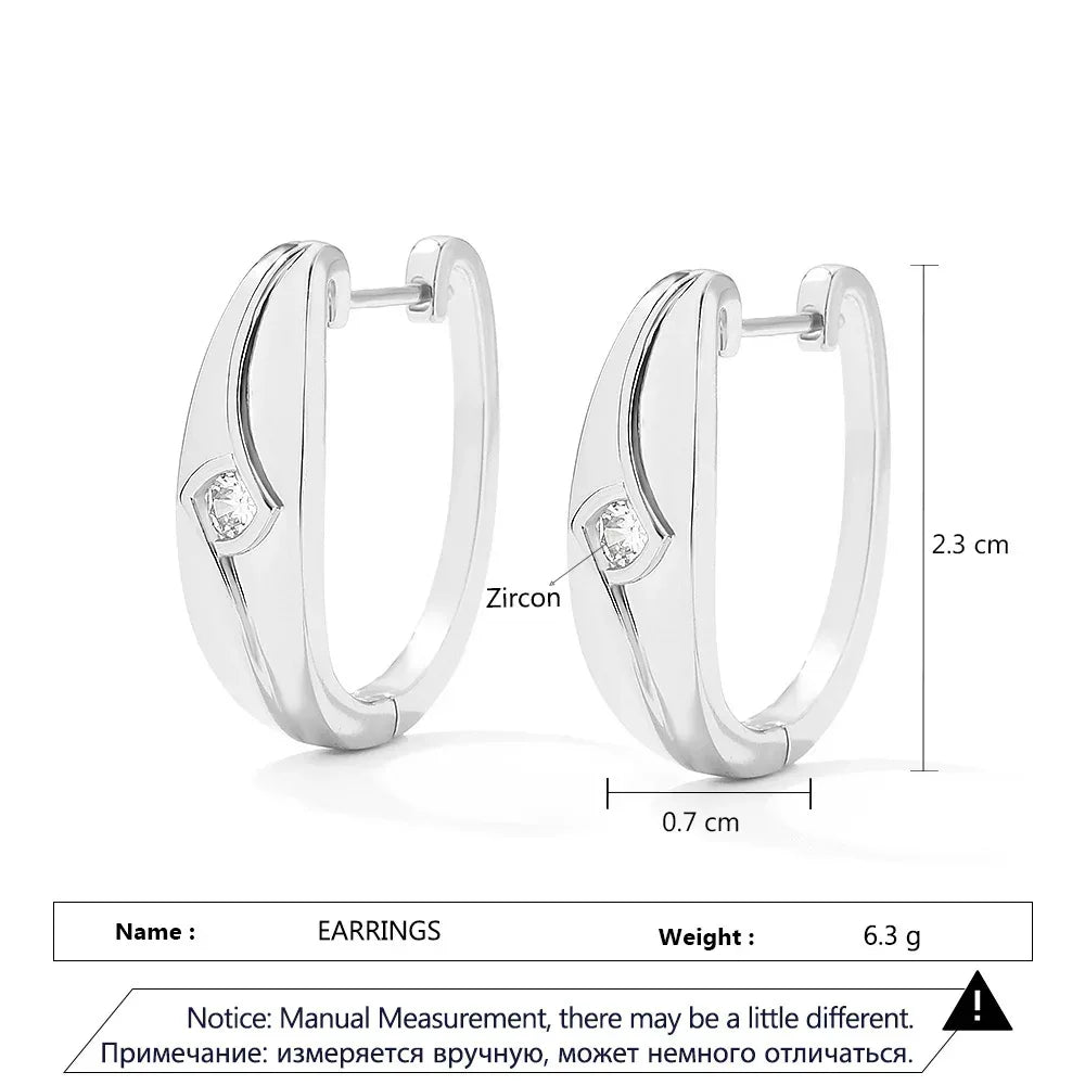 Hexagon Zircon-embedded Earrings - Viexta