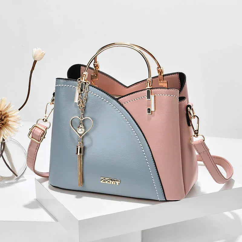 Color Block Handbag Love Tassel Decor Crossbody Bags For Women - Viexta